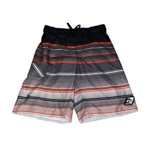 Laguna Big Boy’s Swim Trunks Orange and Grey Stripe